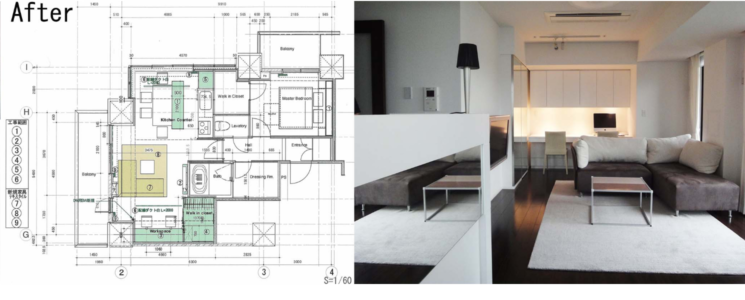 リフォーム後の図面と室内写真